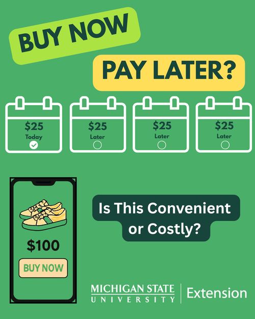 A green design that says 