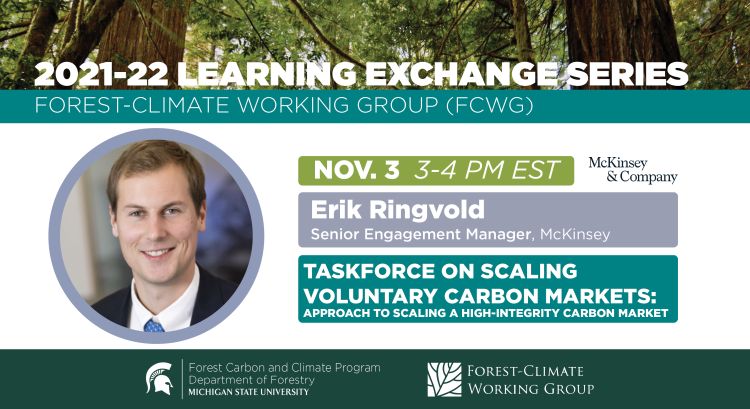 Flyer for the 2021-22 FCWG Learning Exchange Series November webinar. In this webinar, speaker Erik Ringvold presents 