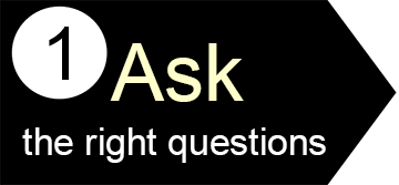 arrow with words ask the right questions